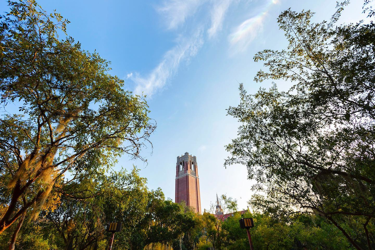 A large brick tower on UF's campus